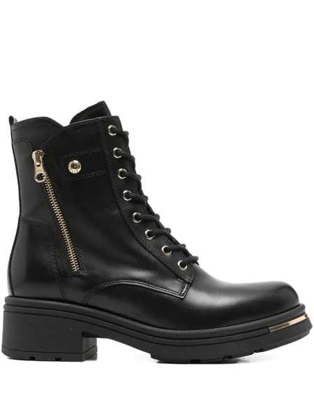  Nero Giardini 45mm Lace-up Leather Combat Boots - Black 