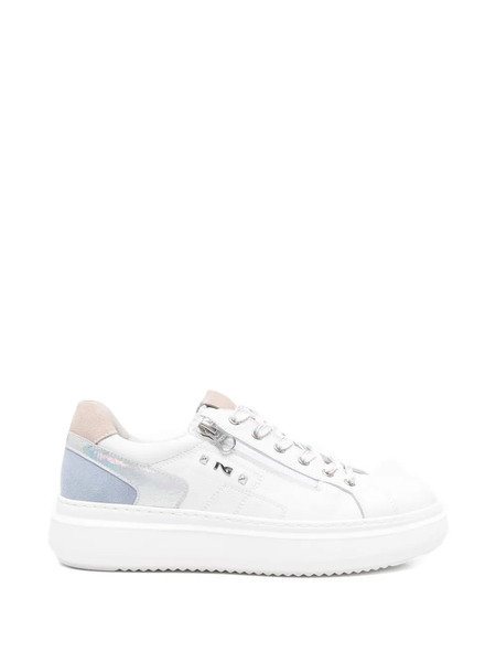  Nero Giardini Zip-up Leather Sneakers - White 