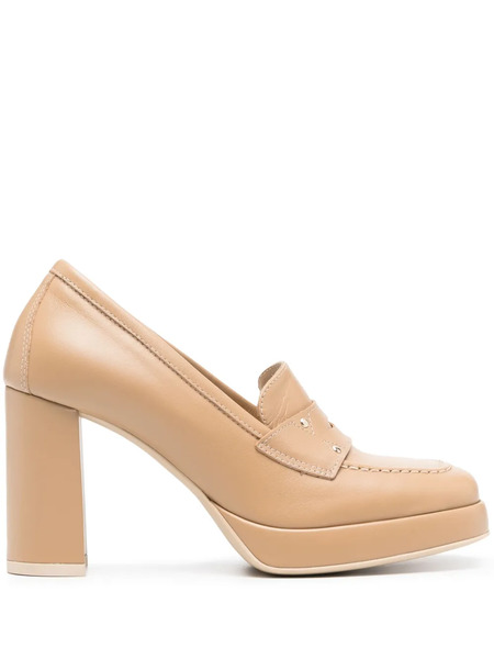  Nerogiardini 100mm Stud-embellished Leather Loafers - Neutrals 