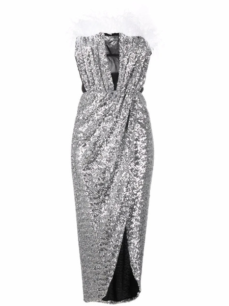  Nervi Feather-detail Sequin Dress - Silver 