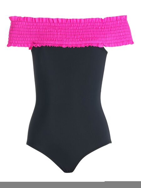  Nessi Byrd Kids Off-shoulder Swimsuit - Black 