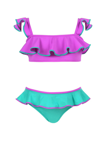  Nessi Byrd Kids Ruffled Bikini Set - Purple 