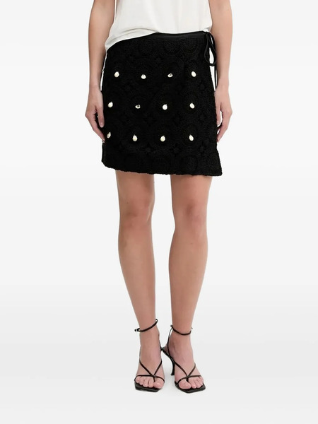  Never Fully Dressed Crochet-detail Wrap Mini Skirt - Black 