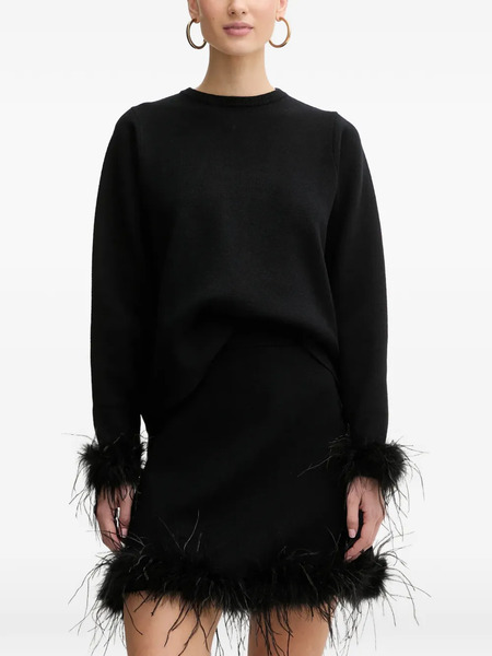  Never Fully Dressed Feather-trim Sweater - Black 