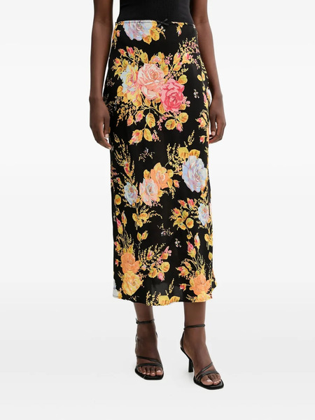  Never Fully Dressed Floral Bow-detail Midi Skirt - Black 