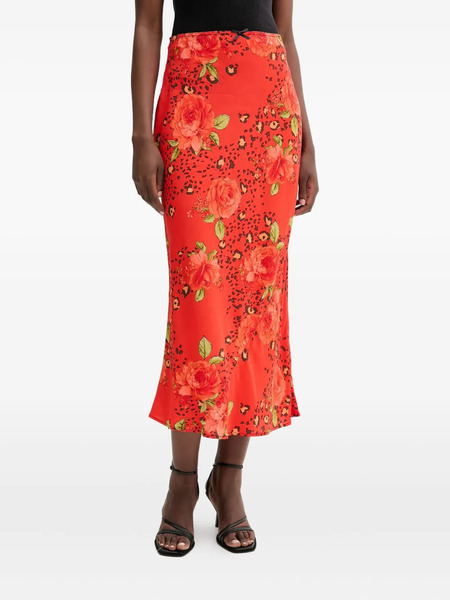  Never Fully Dressed Floral-print Midi Skirt - Red 