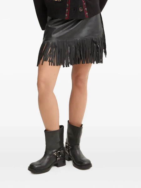  Never Fully Dressed Fringe-detail Wrap Skirt - Black 