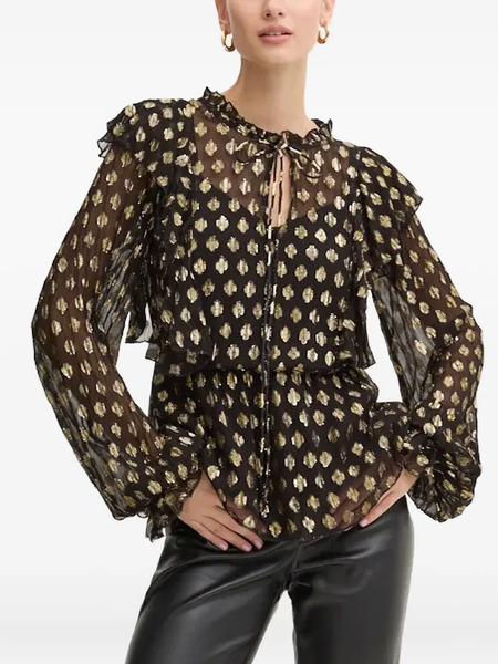  Never Fully Dressed Geometric-print Ruffled Blouse - Black 