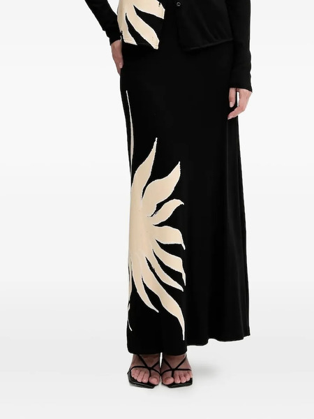  Never Fully Dressed Leaf-print Ribbed Skirt - Black 