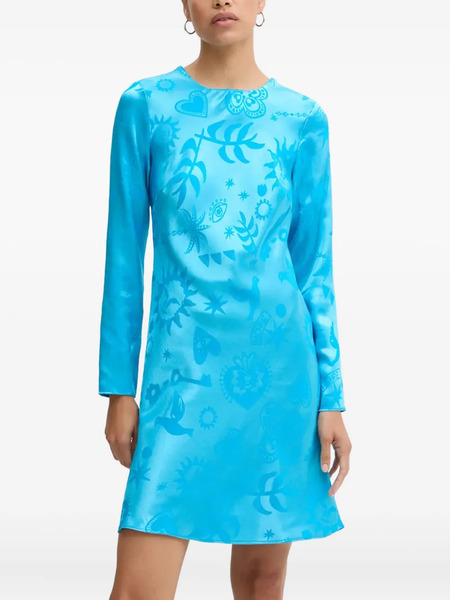  Never Fully Dressed Long-sleeve Printed Dress - Blue 