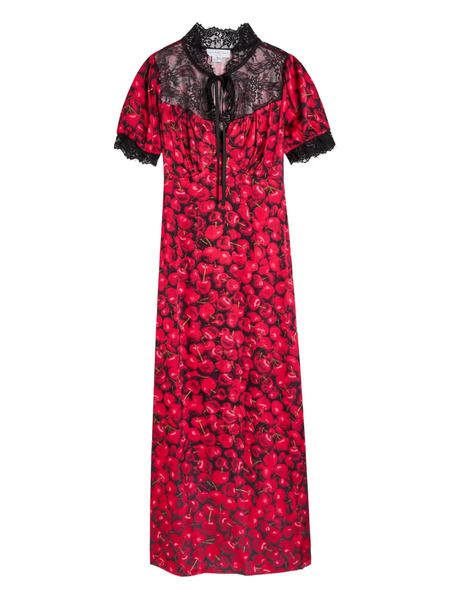  Never Fully Dressed Lyla Lace Cherry Print Midi Dress - Red 