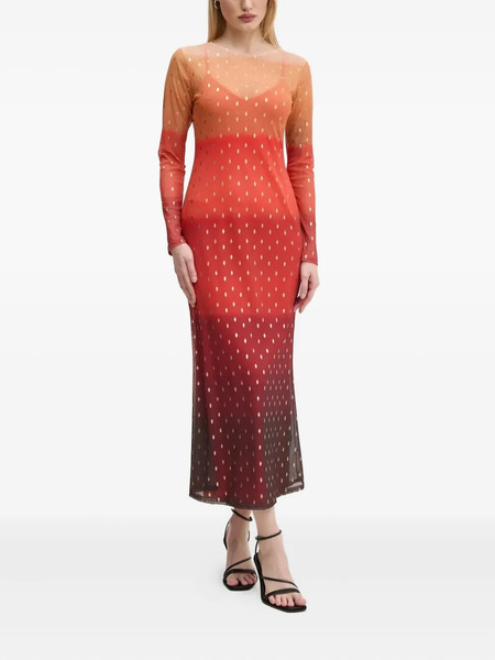  Never Fully Dressed Ombré Dot Mesh Midi Dress - Orange 