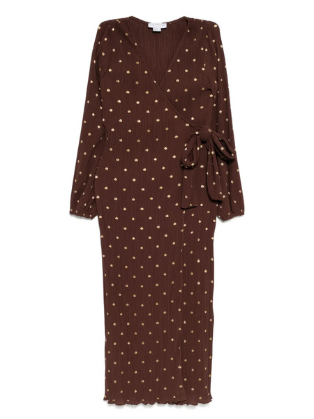  Never Fully Dressed Plisse Wrap Dress - Brown 