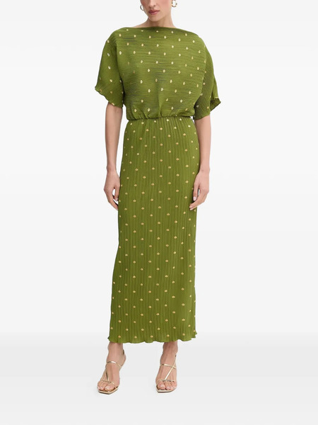  Never Fully Dressed Polka-dot Plissé Maxi Dress - Green 