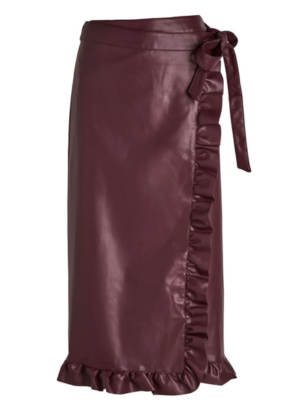  Never Fully Dressed Ruffled-hem Side-tie Skirt - Red 