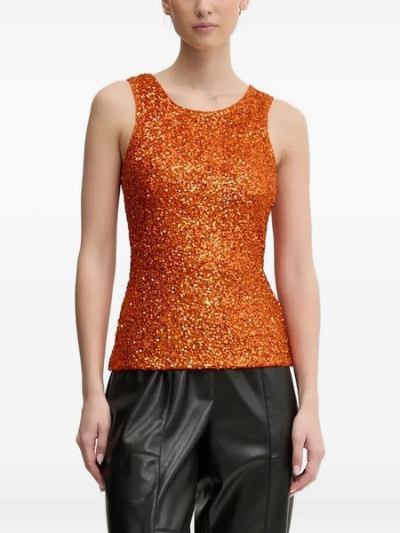  Never Fully Dressed Sequin Crew-neck Top - Orange 
