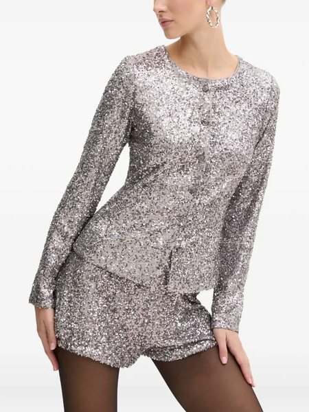  Never Fully Dressed Sequin-embellished Button-down Top - Silver 