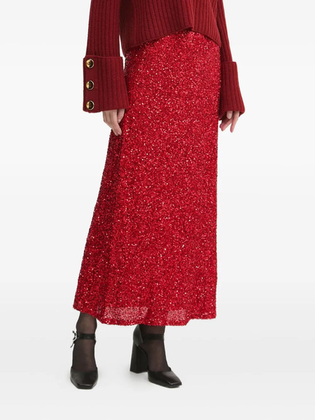  Never Fully Dressed Sequin-embellished Midi Skirt - Red 
