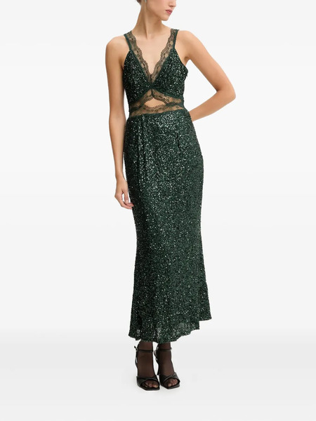 Never Fully Dressed Sequin Lace-detail Midi Dress - Green 