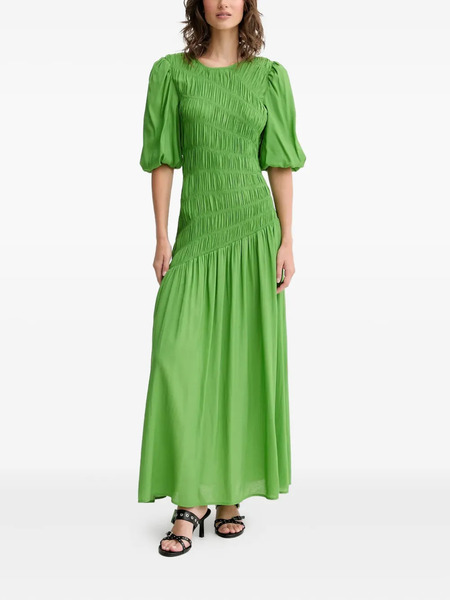  Never Fully Dressed Shirred Puff-sleeve Maxi Dress - Green 