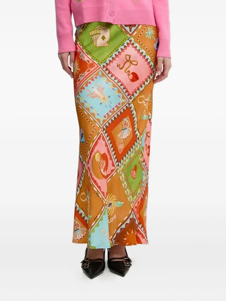 Never Fully Dressed Soller Dorris Patchwork-print Maxi Skirt - Orange 