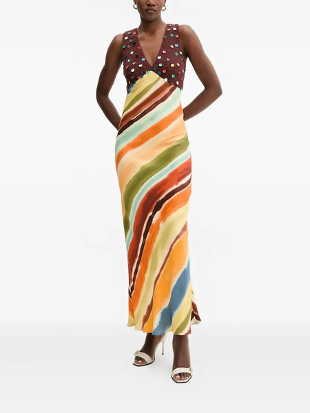  Never Fully Dressed V-neck Embellished Maxi Dress - Orange 