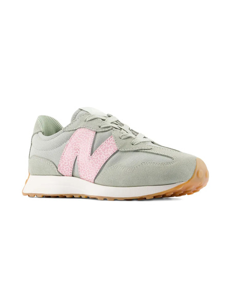  New Balance Kids 327 Lace Oversized Logo Sneakers - Green 