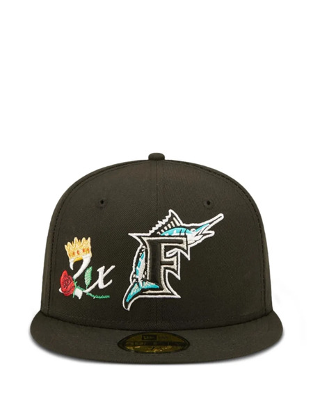  New Era Cap 59fifty Crown Rose-embroidered Cap - Black 