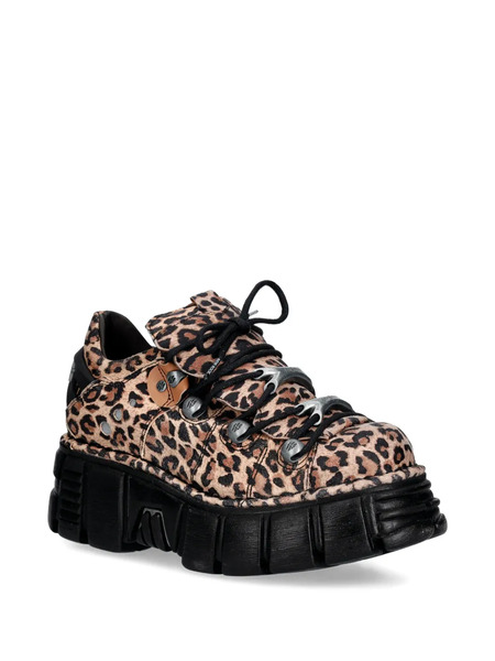  New Rock Ante Leopardo Cuero, Tower Negro Platform Sneakers - Neutrals 