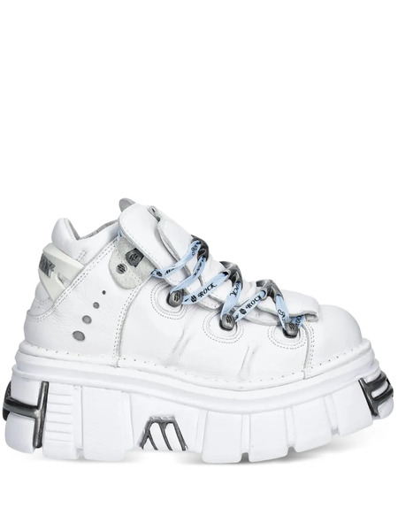  New Rock Branded-laces Platform Sneakers - White 