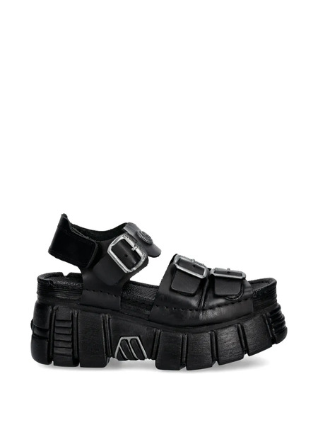  New Rock Buckle Platform Sandals - Black 