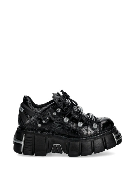  New Rock Embossed Lace-up Sneakers - Black 