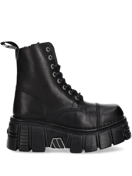  New Rock Lace-up Chunky-sole Boots - Black 