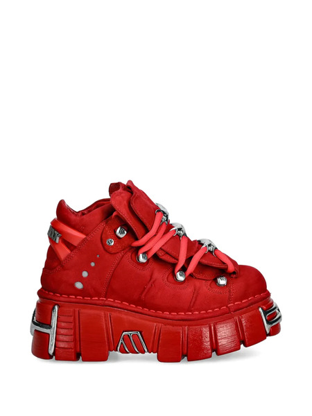  New Rock Lace-up Hardware Sneakers - Red 