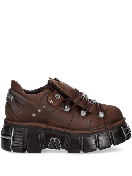  New Rock Lace-up Platform Shoes - Brown 