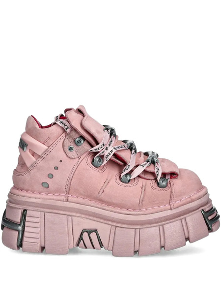  New Rock M-106-c158 Lace-up Platform Trainers - Pink 