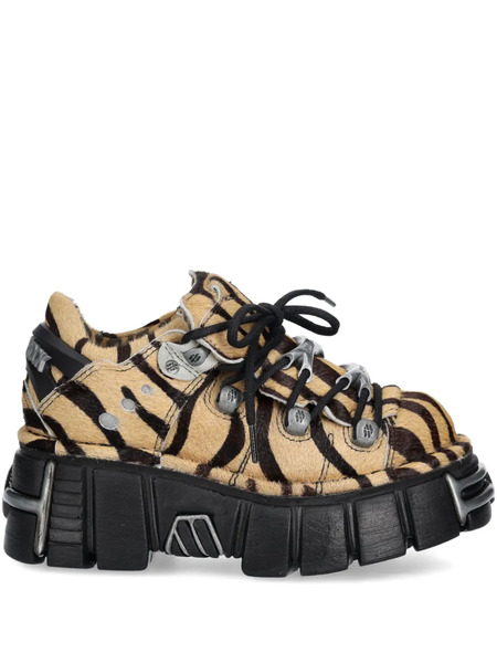  New Rock M-120n-c86 Zebra-print Lace-up Sneakers - Neutrals 