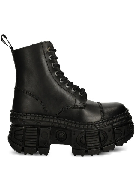  New Rock M-wall083c-s5 Lace-up Platform Boots - Black 