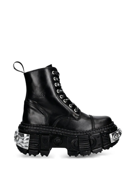  New Rock M-wall083c-s4 Lace-up Platform Boots - Black 