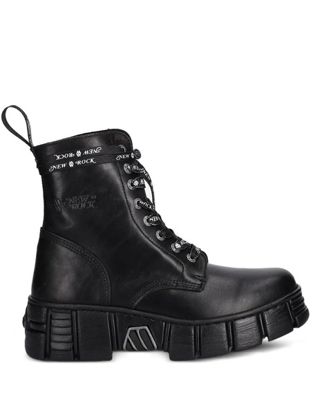  New Rock M-wall083cct Lace-up Chunky Sole Boots - Black 