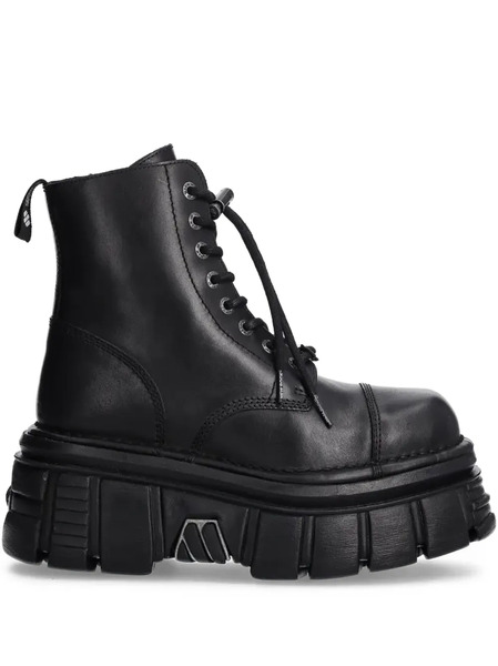  New Rock 80mm Lace-up Platform Boots - Black 