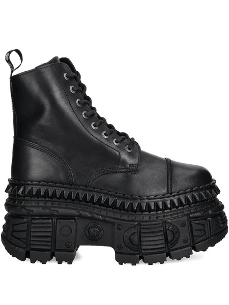  New Rock 90mm Lace-up Platform Combat Boots - Black 