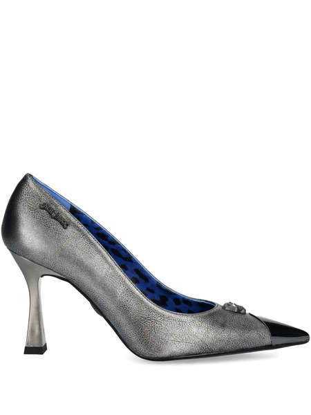  New Rock 90mm Skull-detail Metallic Pumps - Silver 