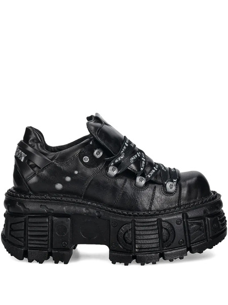  New Rock Platform Lace-up Sneakers - Black 