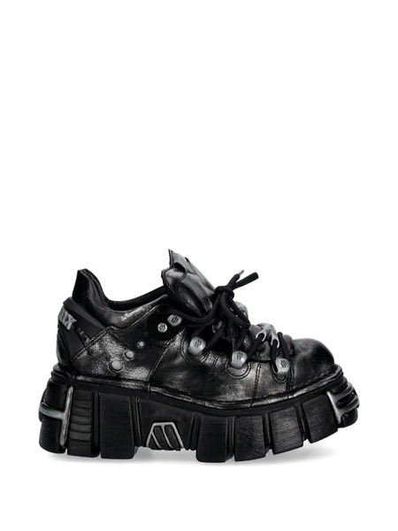  New Rock Platform Lace-up Sneakers - Black 