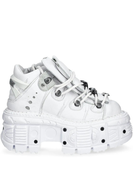  New Rock Platform Lace-up Sneakers - White 