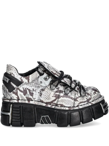  New Rock Snakeskin-effect Platform Sneakers - White 