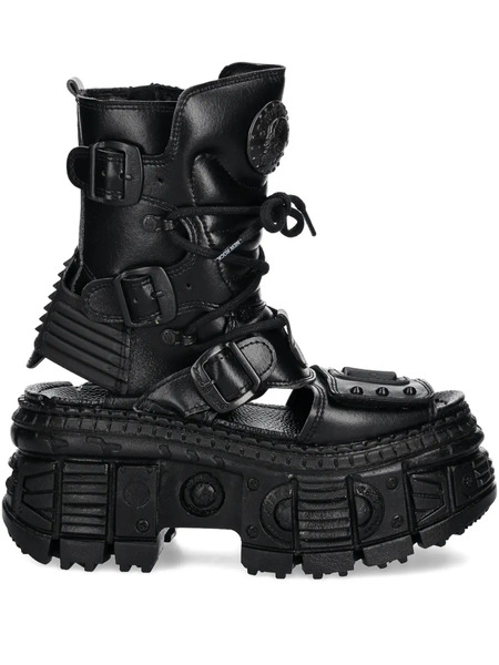  New Rock Tank M-bios107-v3 Lace-up Platform Sandals - Black 
