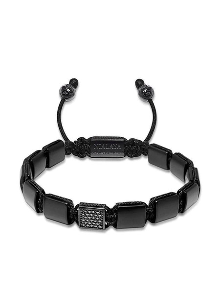  Nialaya Jewelry Engraved-charm Beaded Bracelet - Black 