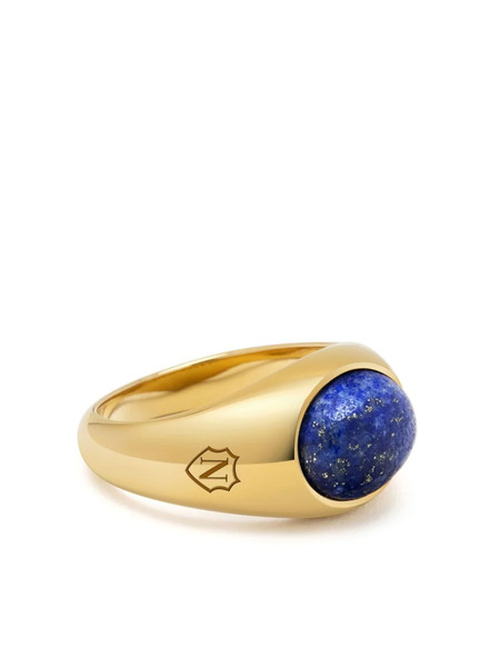  Nialaya Jewelry Lapis Lazuli Engraved Signet Ring - Gold 